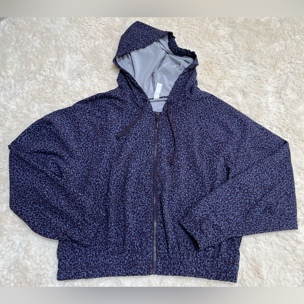 Athletic Blue Leopard Print Hooded Jacket by Zella - Picture 3 of 15